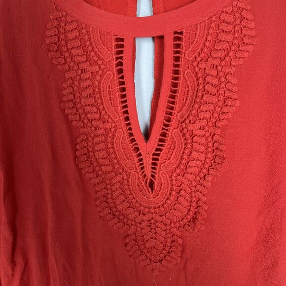 NWT DANIEL RAINN‎ Women’s Red CROCHET Plus Size 2X Top Keyhole Tank - Picture 2 of 8